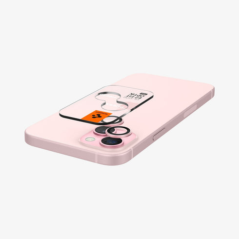AGL07163 - iPhone 15 Pro / 15 Pro Max Optik Pro Lens Protector in natural titanium showing the device